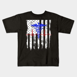 American Nurse Usa Flag Doctor Kids T-Shirt